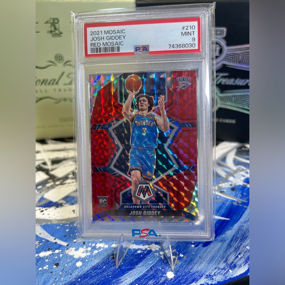 2021-22 Panini Red Mosaic Prizm #210 Josh Giddey Thunder RC Rookie PSA 10